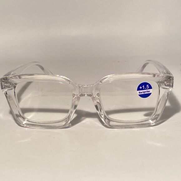 1331 Claudia 1.5 Clear Oversize Reading Glasses Square Concave NWT